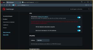 Opera-Browser - VPN aktivieren