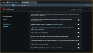 Opera-Browser Einstellungen der Sicherheit